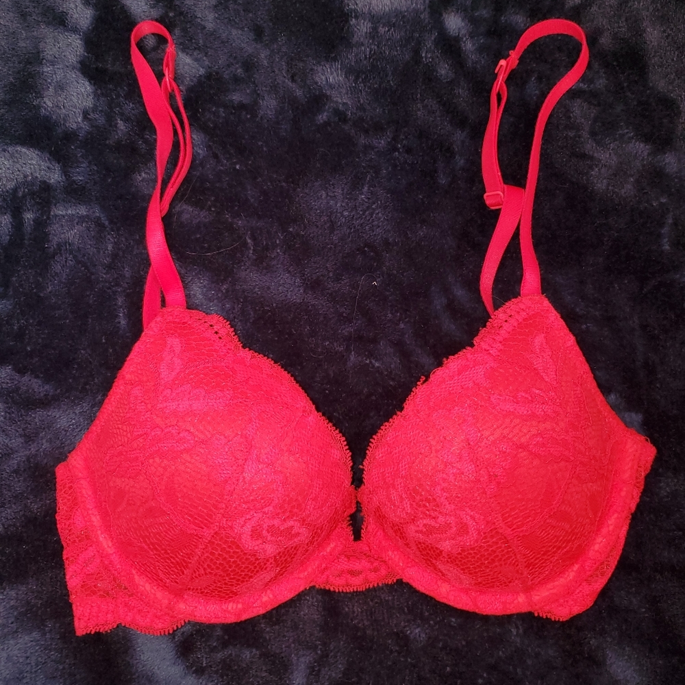 Bright Neon Pink Lace Bra
